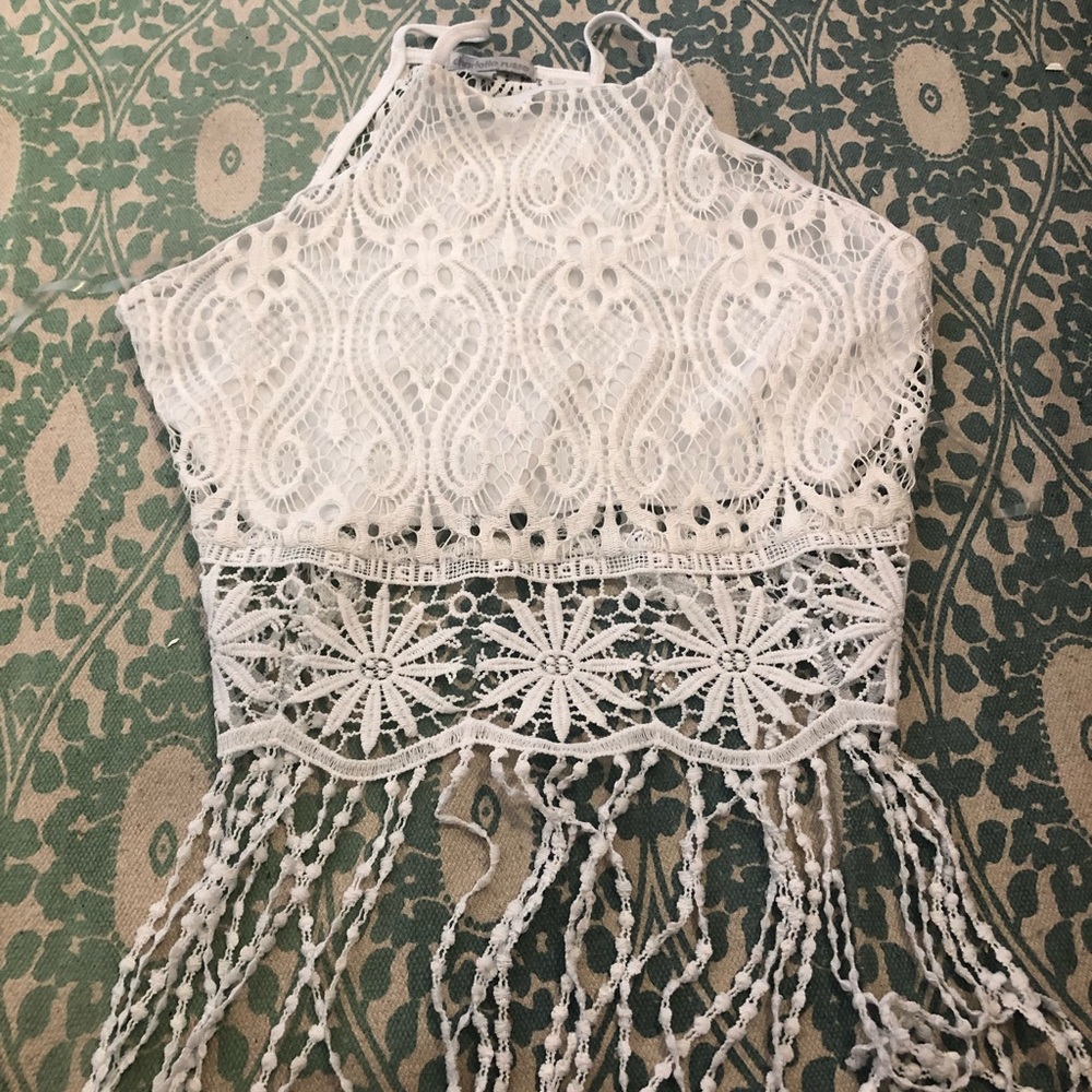 BRAND NEW Boho Chic White Fringe Top